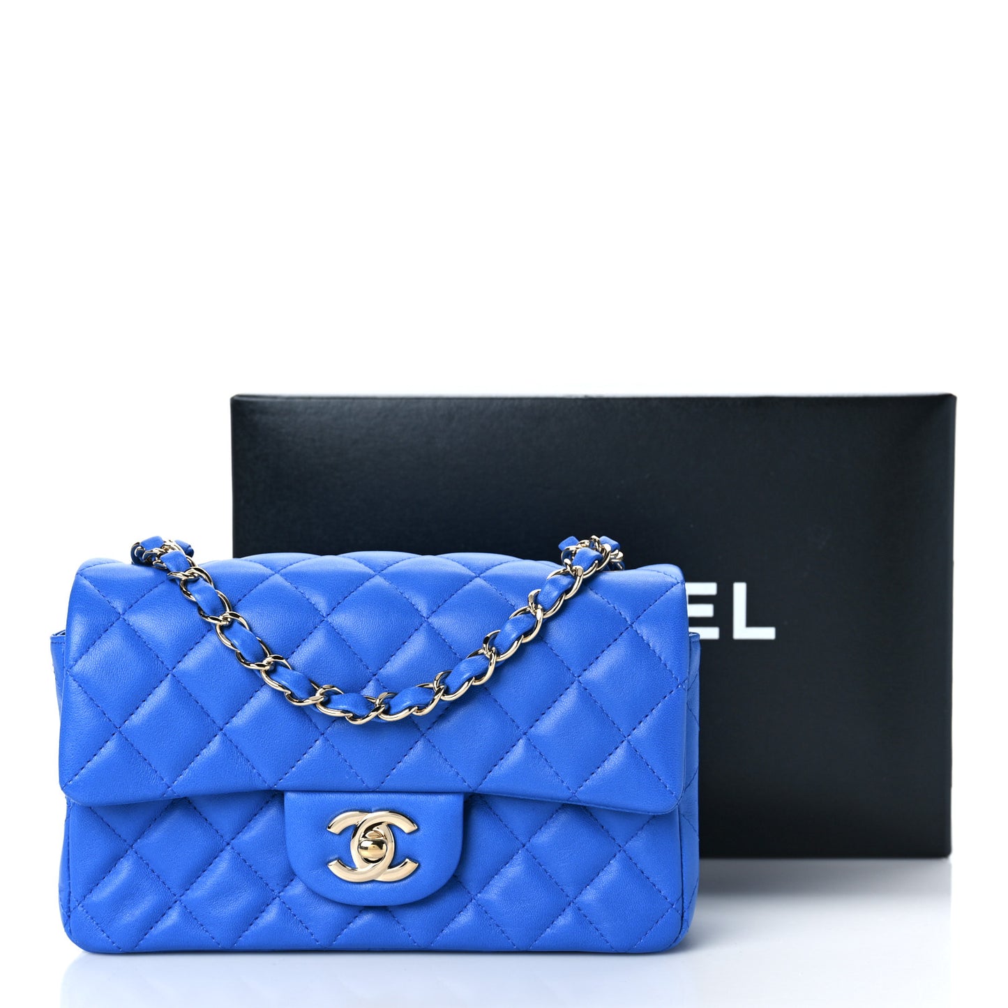Lambskin Quilted Mini Rectangular Flap Royal Blue