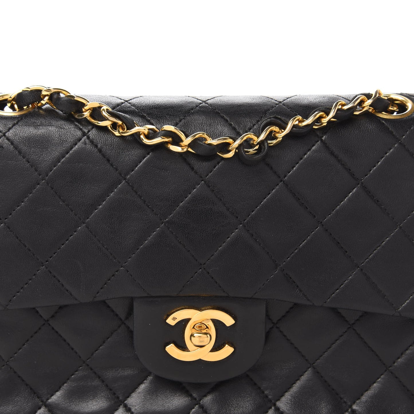 Lambskin Quilted Small Double Flap Black