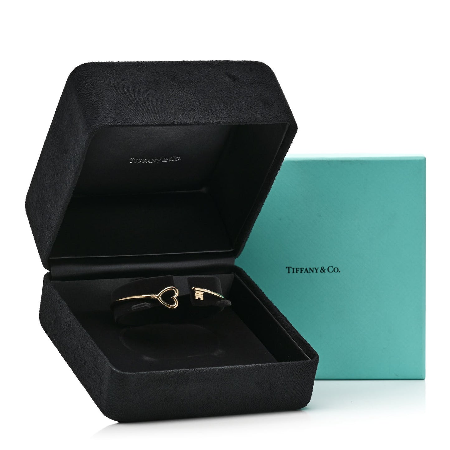 18K Yellow Gold Wire Heart Key Bracelet