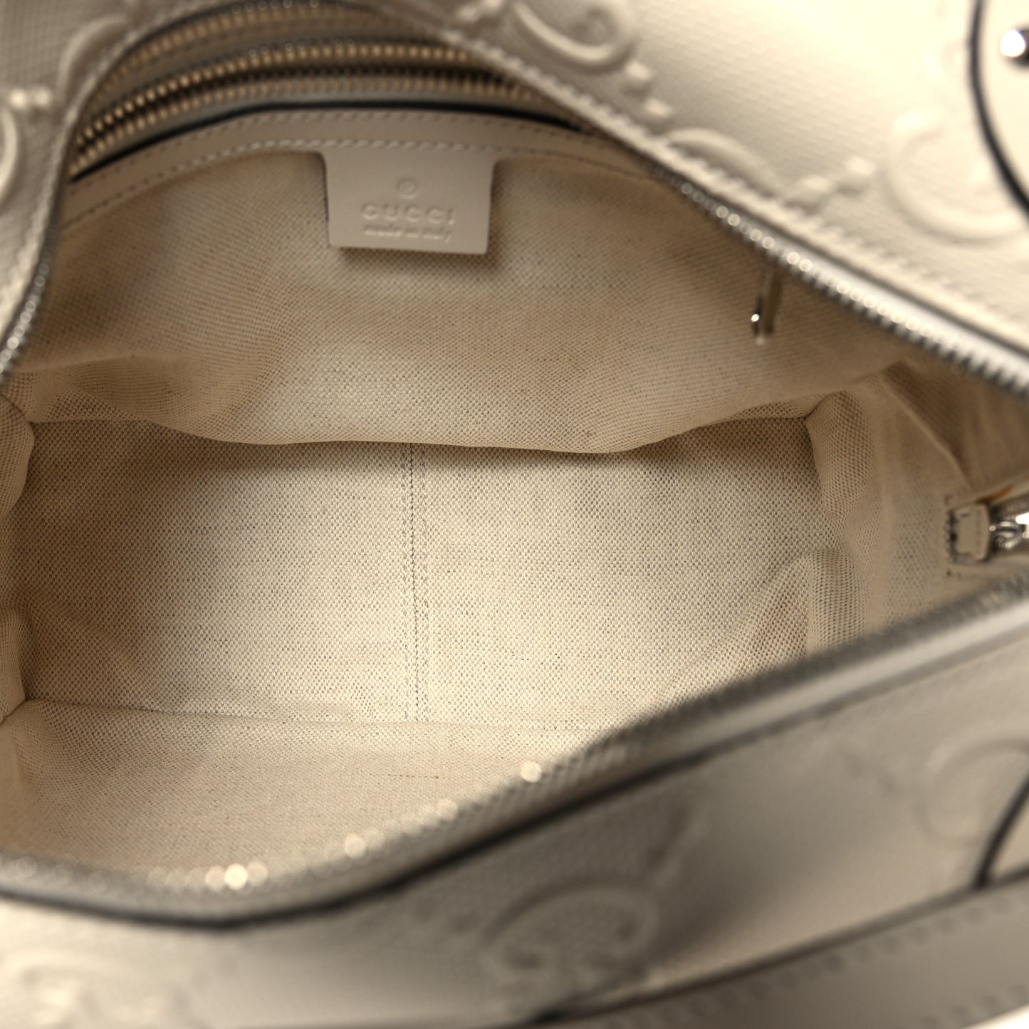 Calfskin GG Tennis Embossed Square Messenger Bag Mystic White