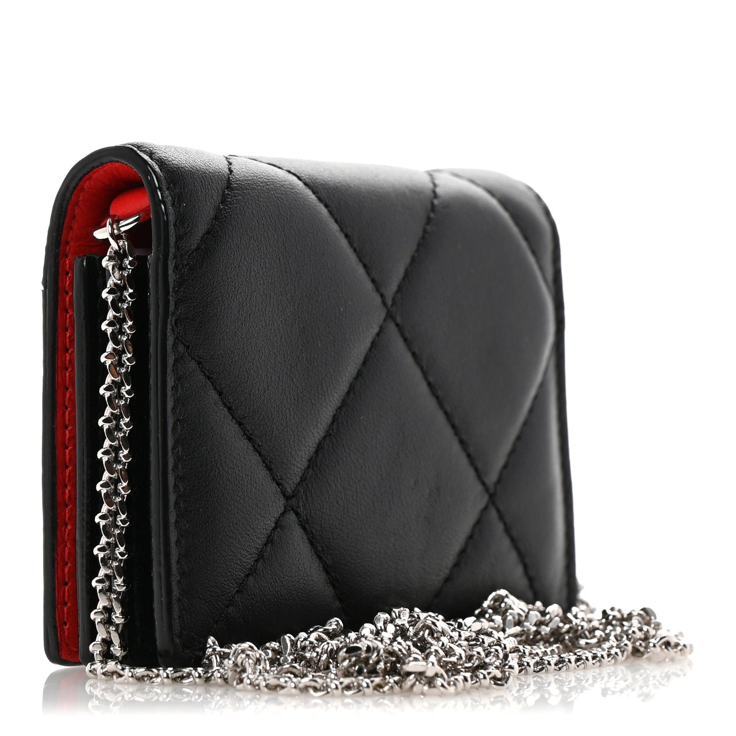 Nappa Graffiti Quilted Graffiti Skull Card Holder on Chain Black White
