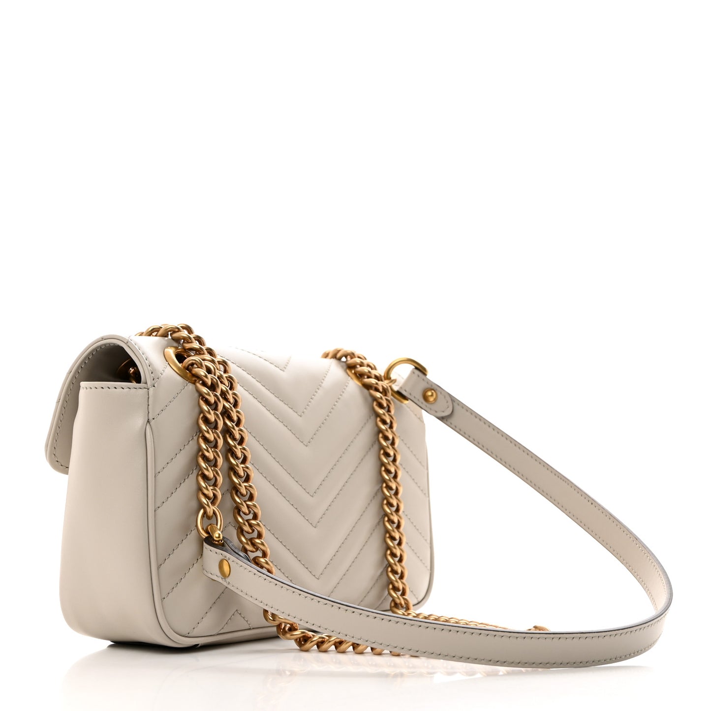 Calfskin Matelasse Small GG Marmont Shoulder Bag Light Grey