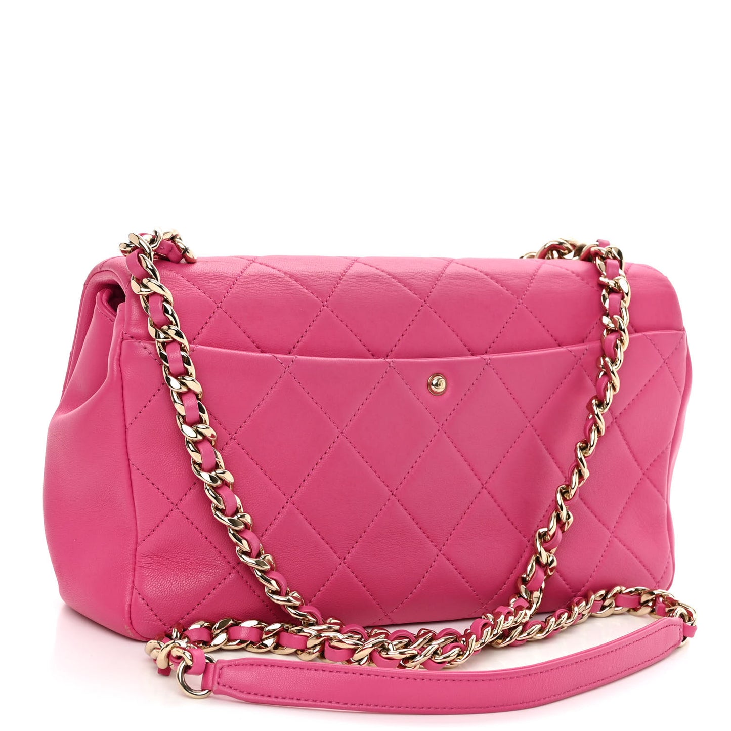 Lambskin Quilted Resin Bi-Color Chain Flap Bag Pink