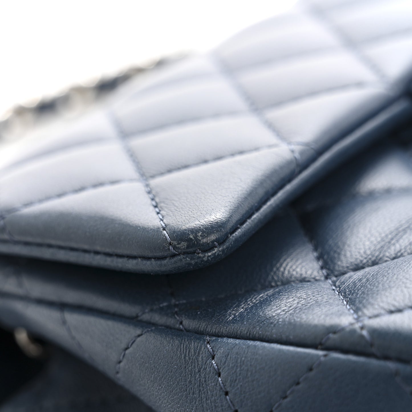Lambskin Quilted Mini Rectangular Flap Blue
