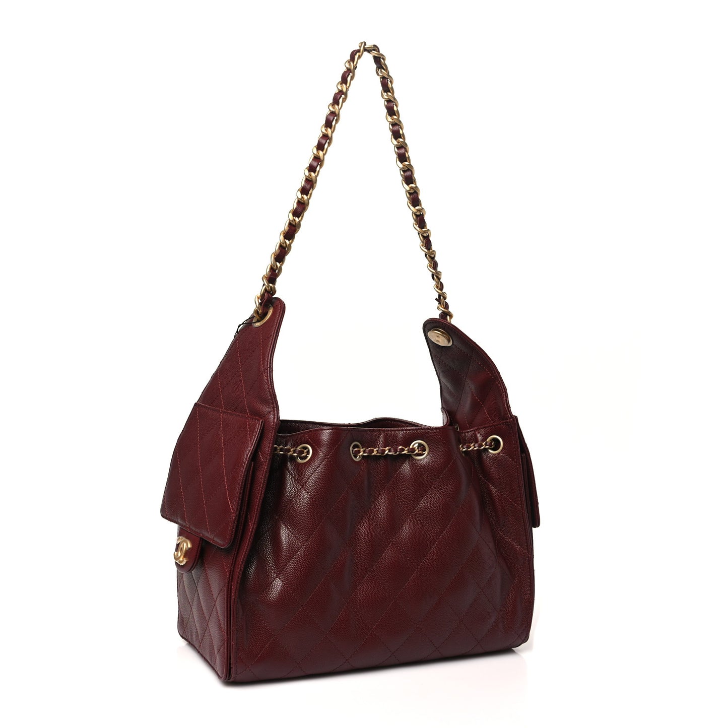 Caviar Quilted Small Chanel 25 Handbag Burgundy