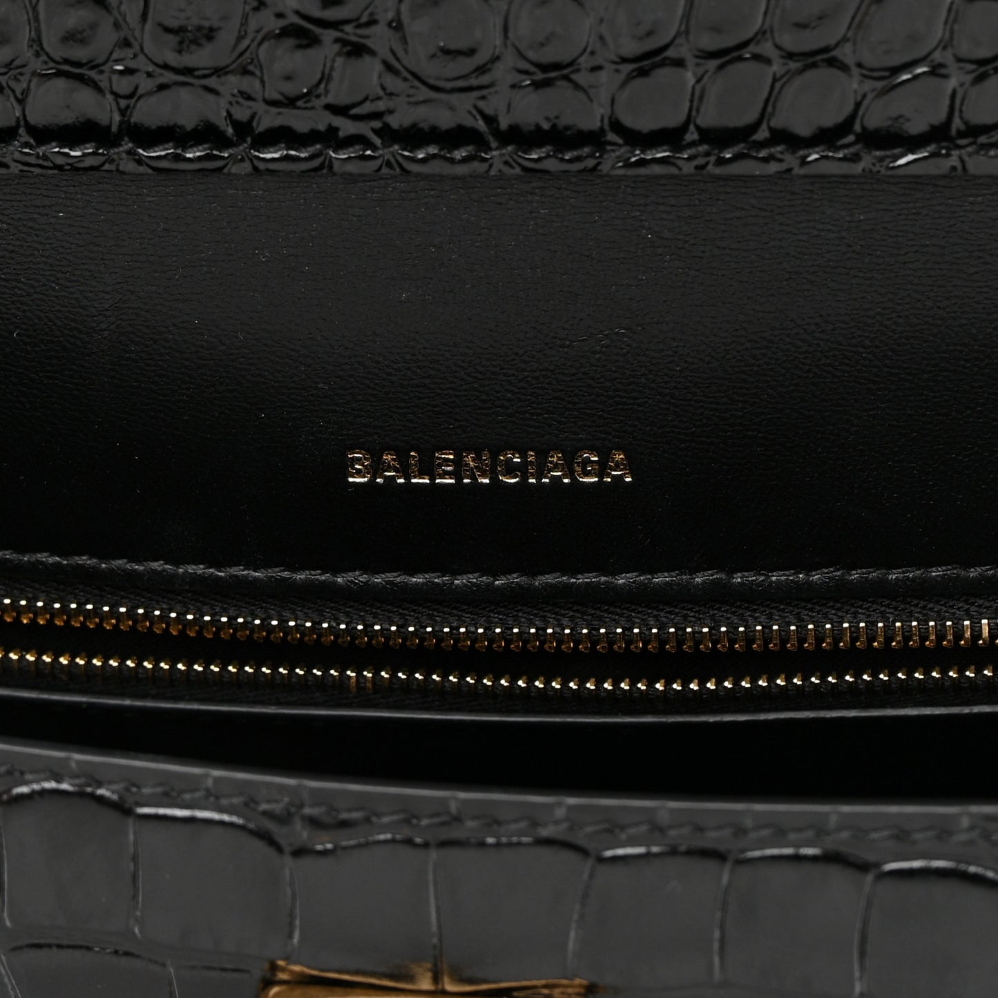 Shiny Calfskin Graffiti Logo Crocodile Embossed Medium Ghost Shoulder Bag Black White