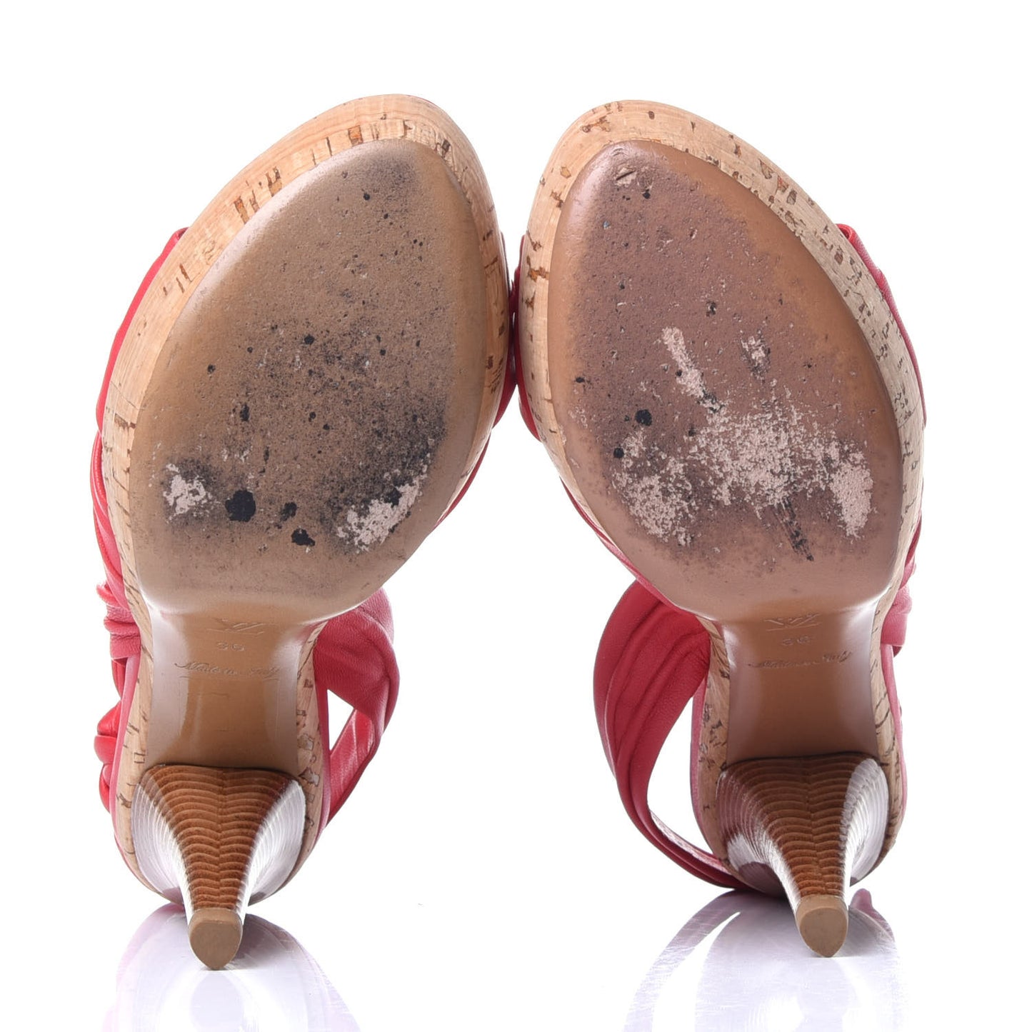 Deerskin Cork Porto Cervo Sandals 36 Red