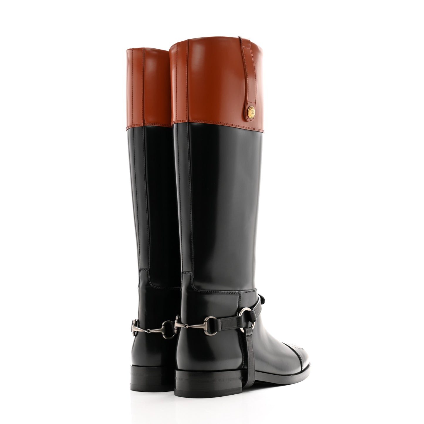 Calfskin Zelda Harness Riding Boots 39 Black Amber