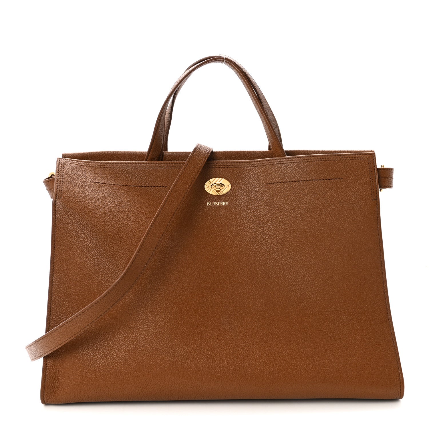 Burberry Grainy Calfskin Nova Check Medium Cotswolds Tote Hazel