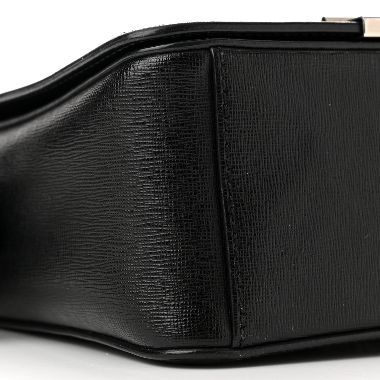 Saffiano For Display Only Binder Clip Shoulder Bag Black