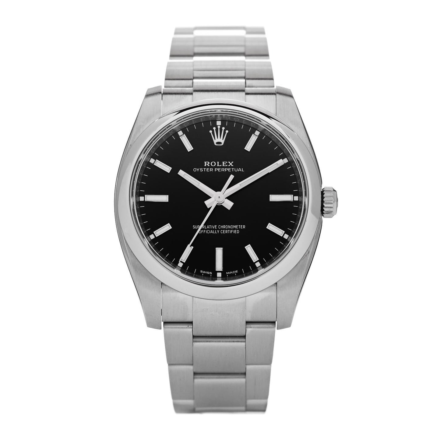 Stainless Steel 34mm Oyster Perpetual Watch Black 114200