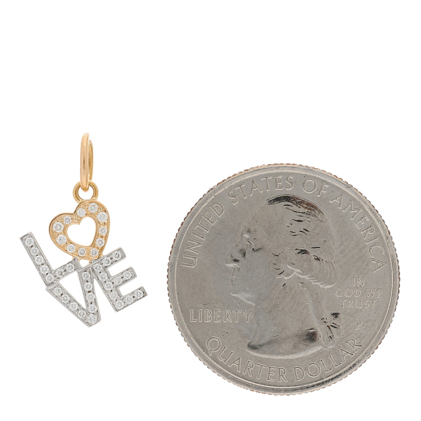 18K Rose White Gold Diamond Love Charm