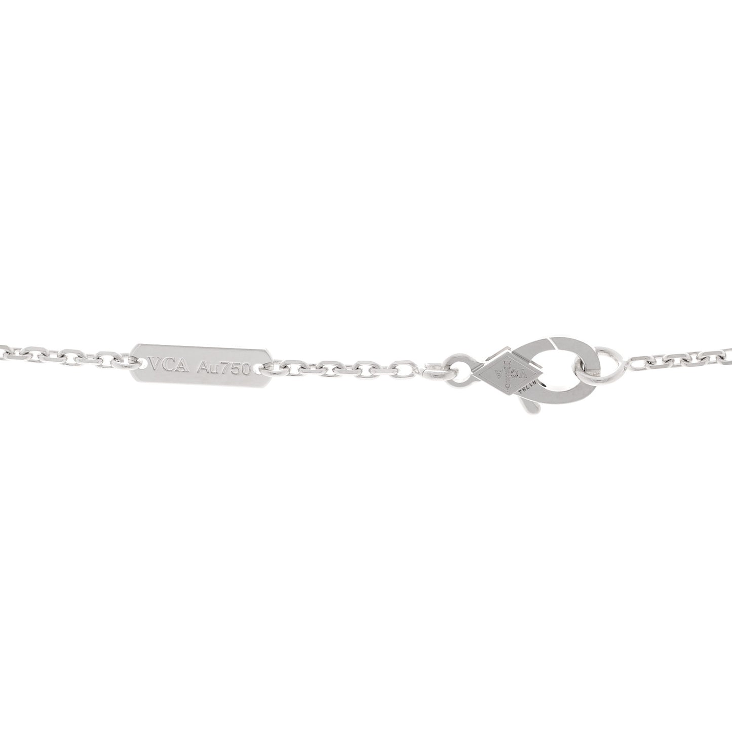 18K White Gold Diamond Guilloche Vintage Alhambra Pendant Necklace