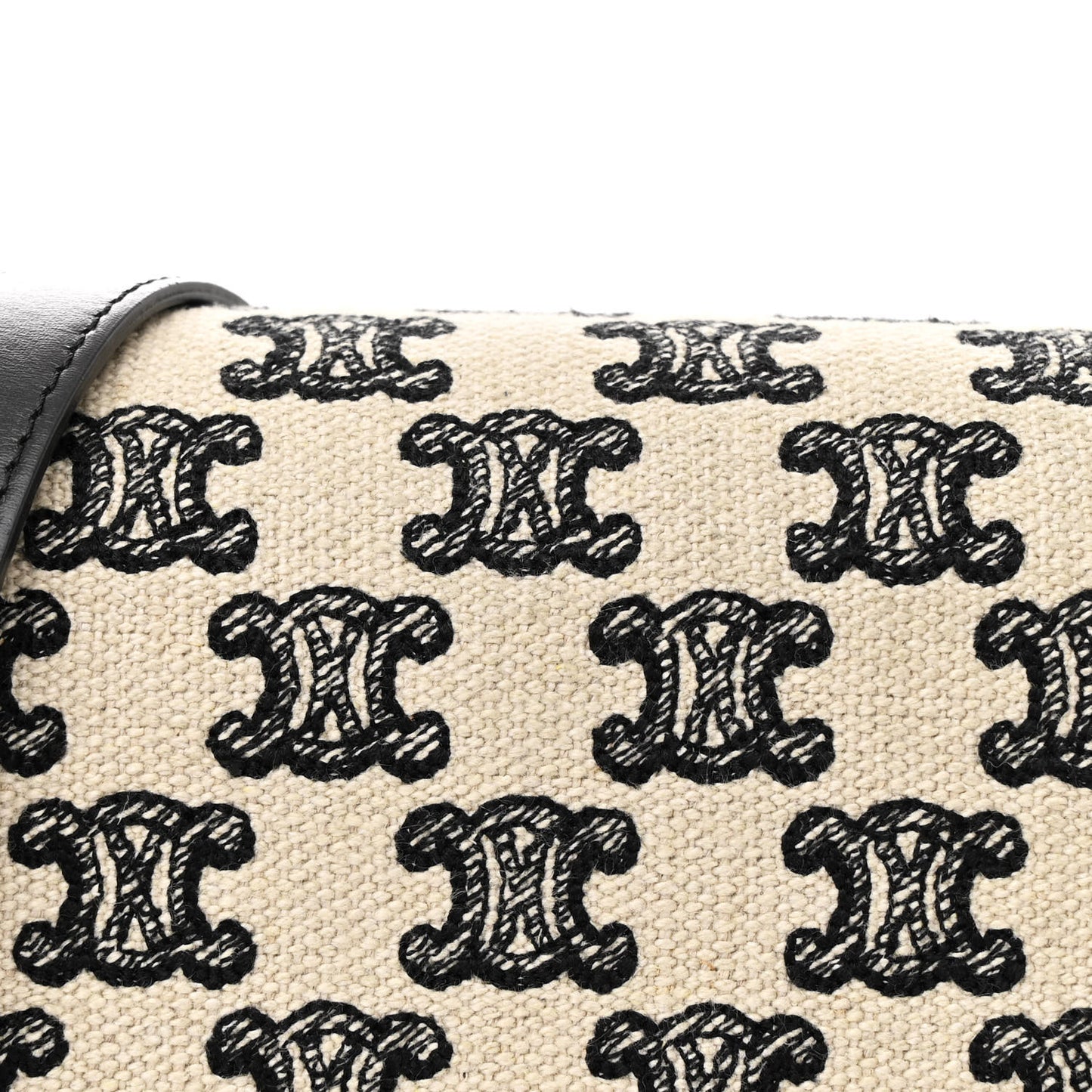 Canvas Calfskin Triomphe Embroidered Medium Triomphe Bag Black
