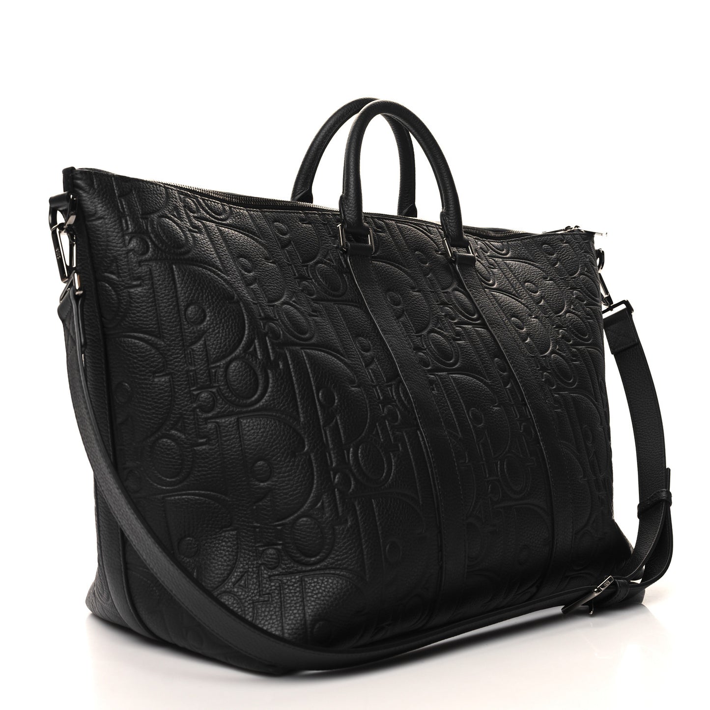 Grained Calfskin Embossed Dior Gravity Weekender 40 Black