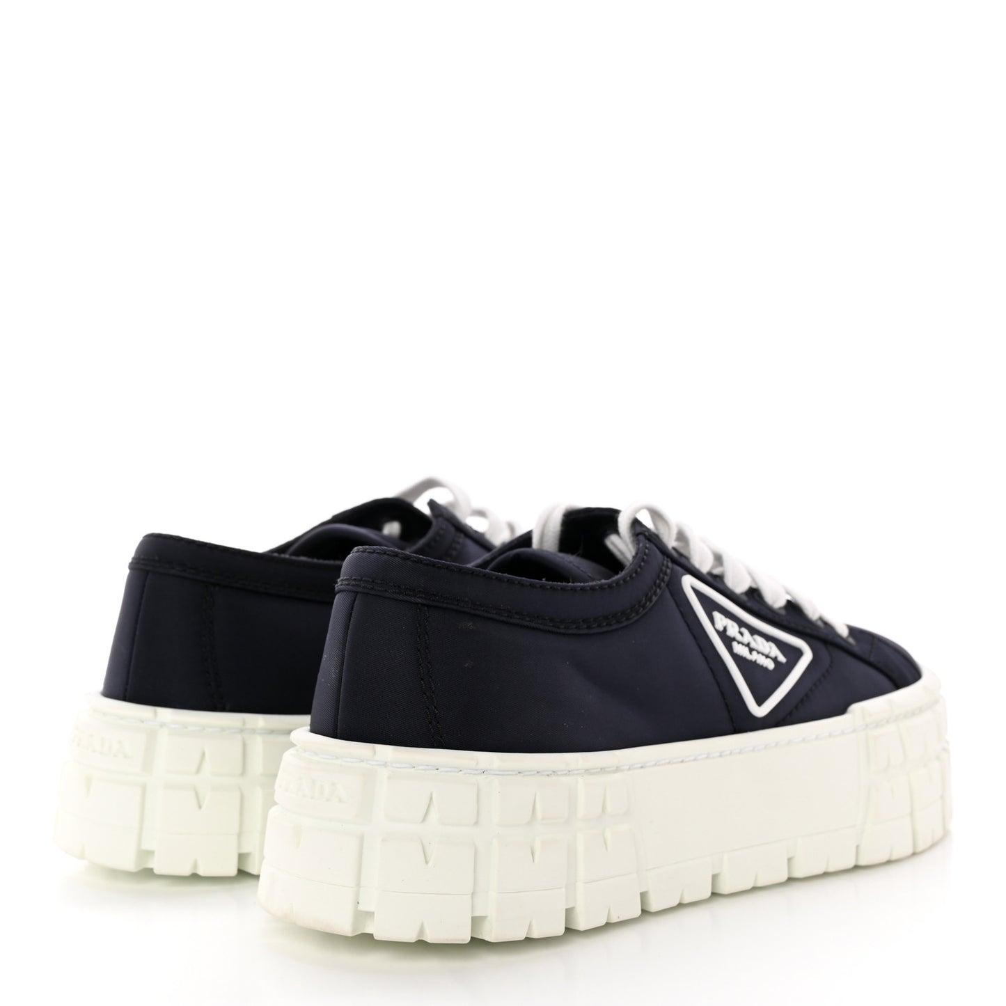 Re-Nylon Gabardine Triangle Logo Double Wheel 50mm Sneakers 37.5 Bleu