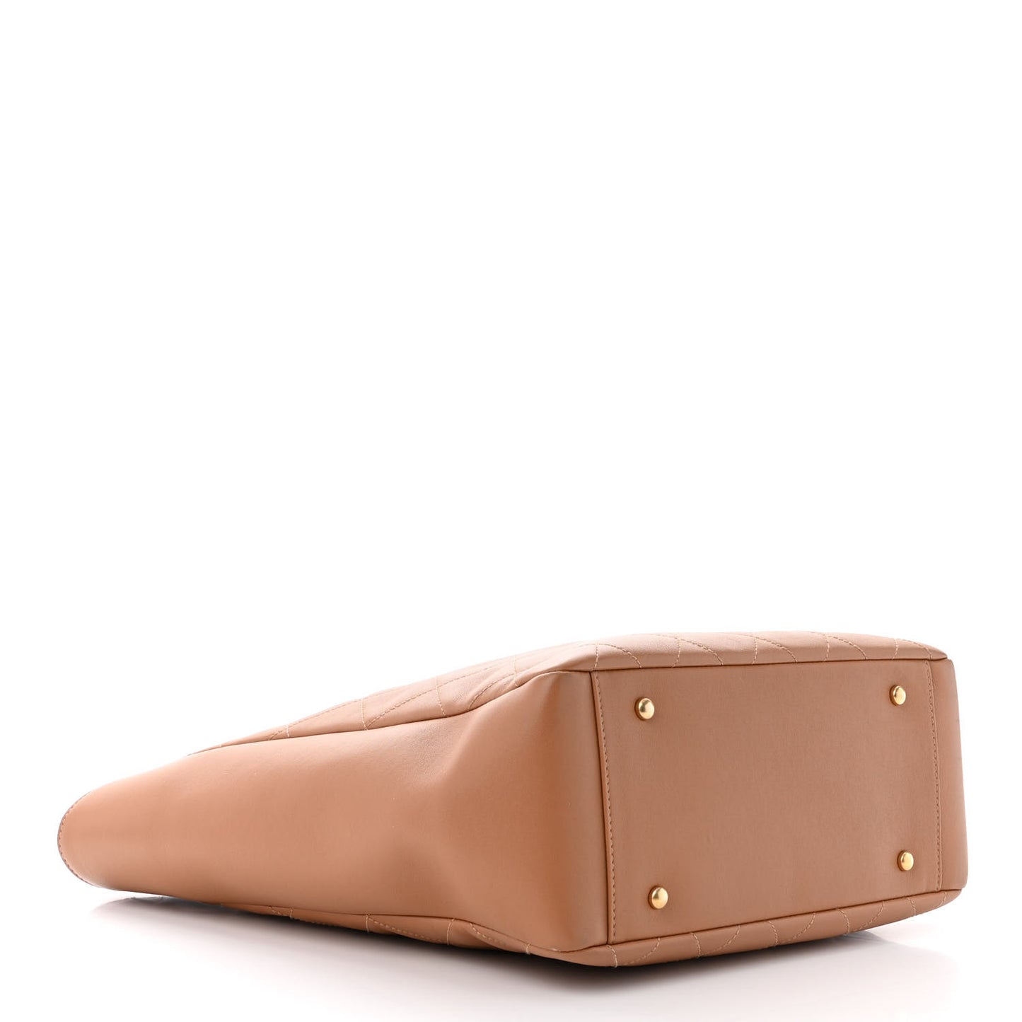 Calfskin Stitched Large Shopping Bag Brown