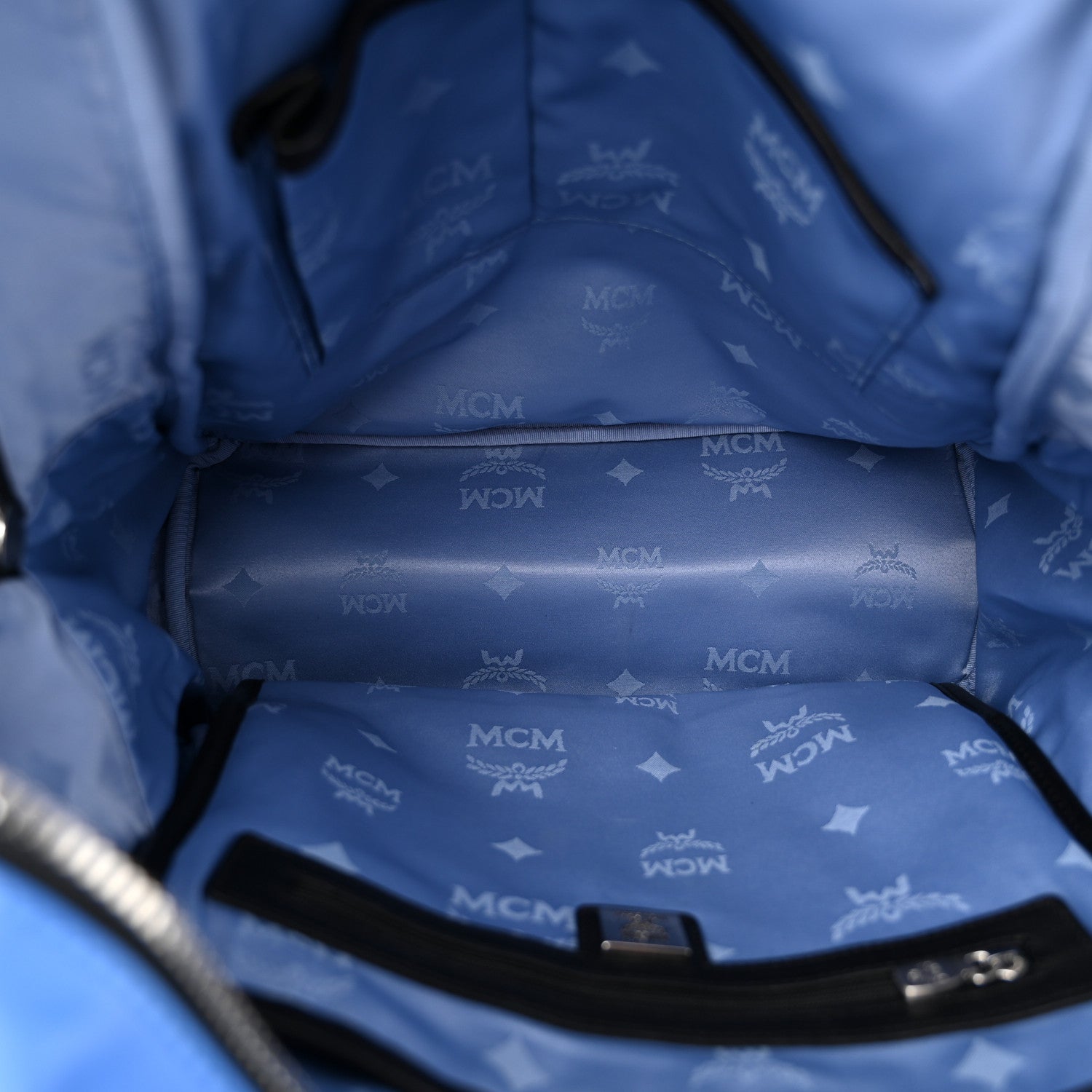 MCM Calfskin Visetos Diamond Print Backpack Blue 5 of 12