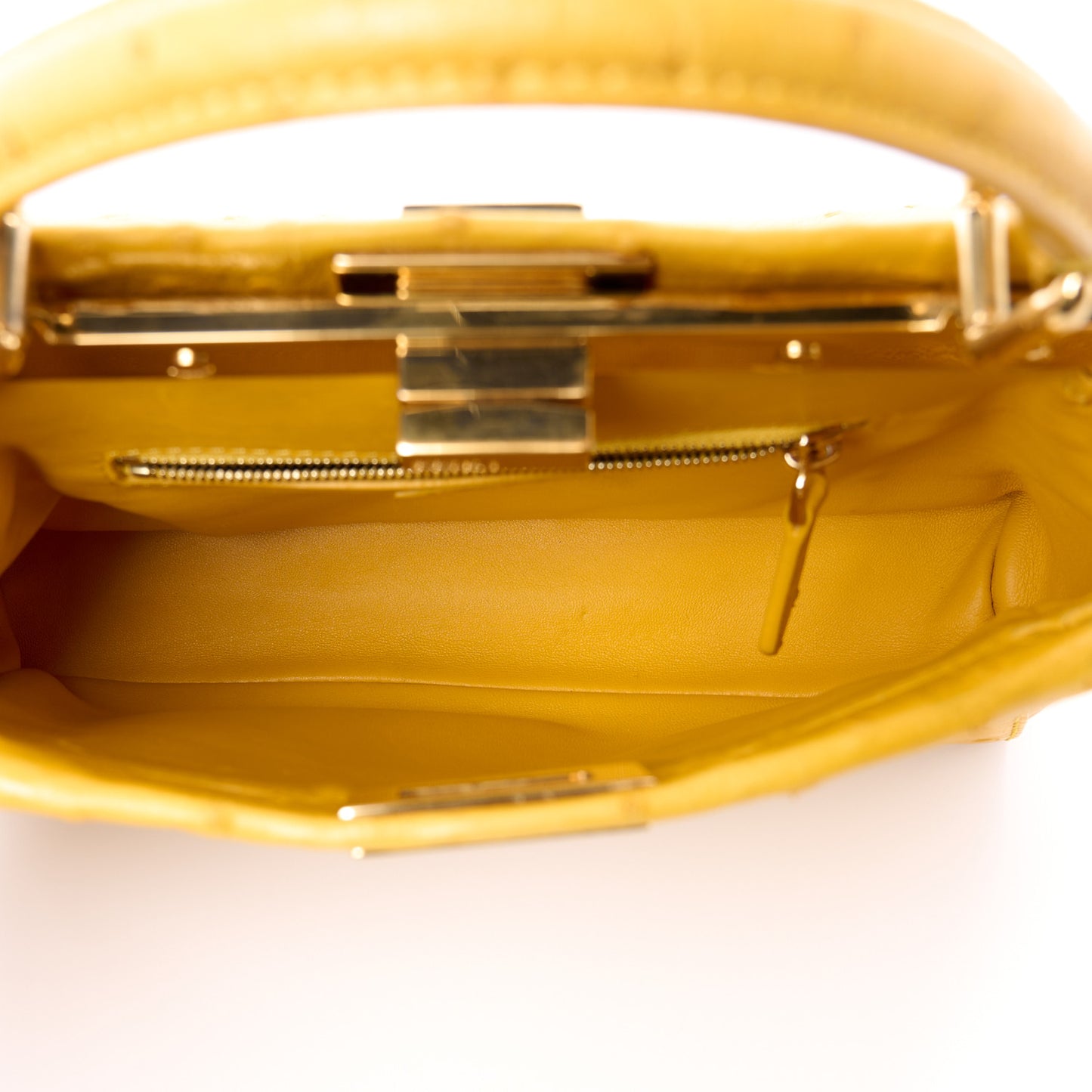 Ostrich Shiny Nappa Mini Peekaboo Iconic Satchel Sunflower