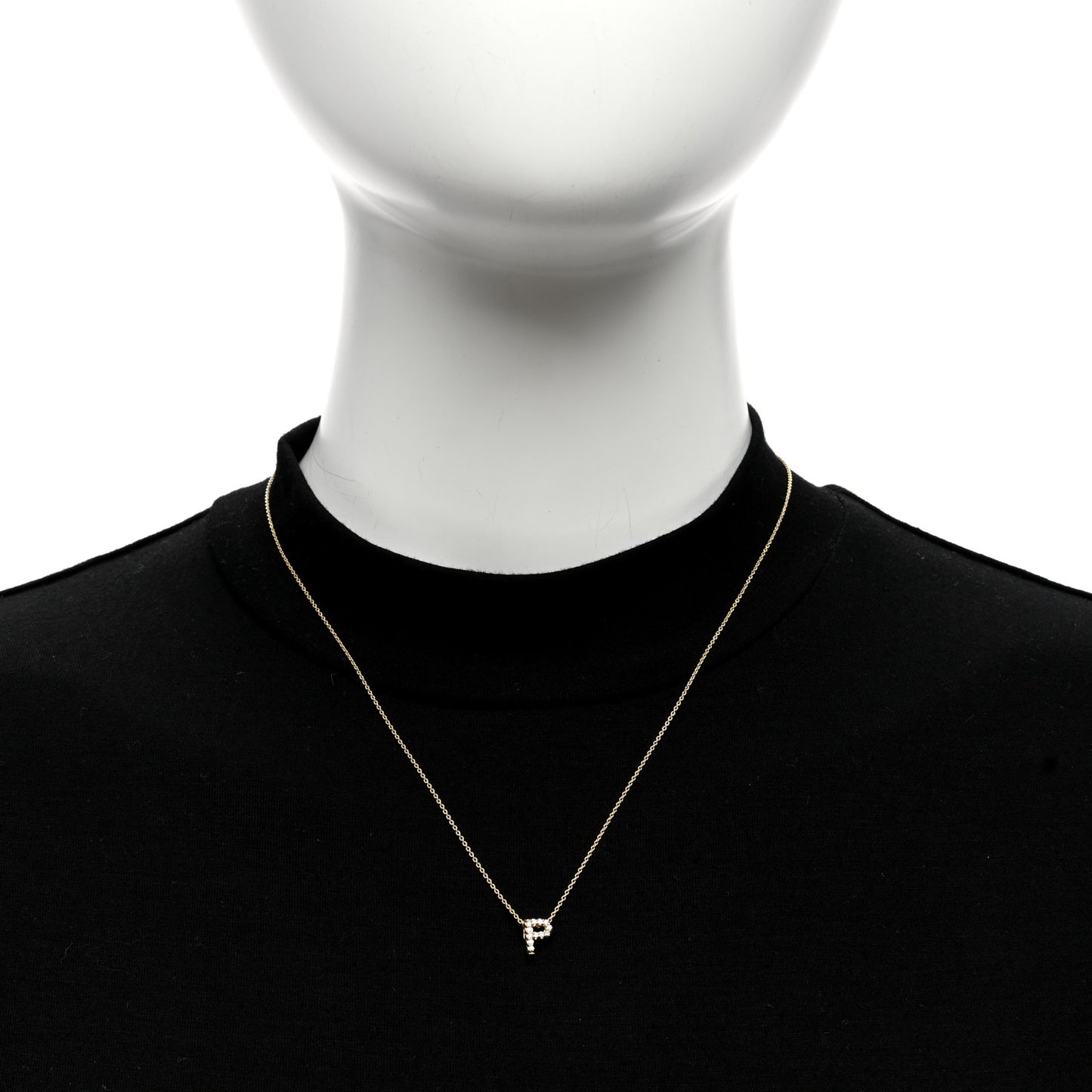 18K Yellow Gold Diamond Love Letter P Pendant Necklace