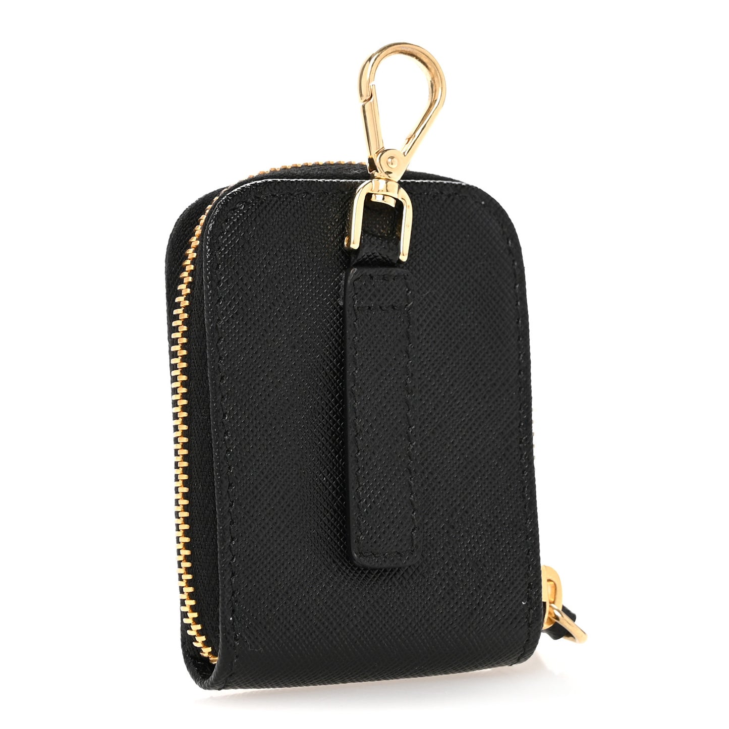 Saffiano Triangle Zip Around Mini Pouch Black