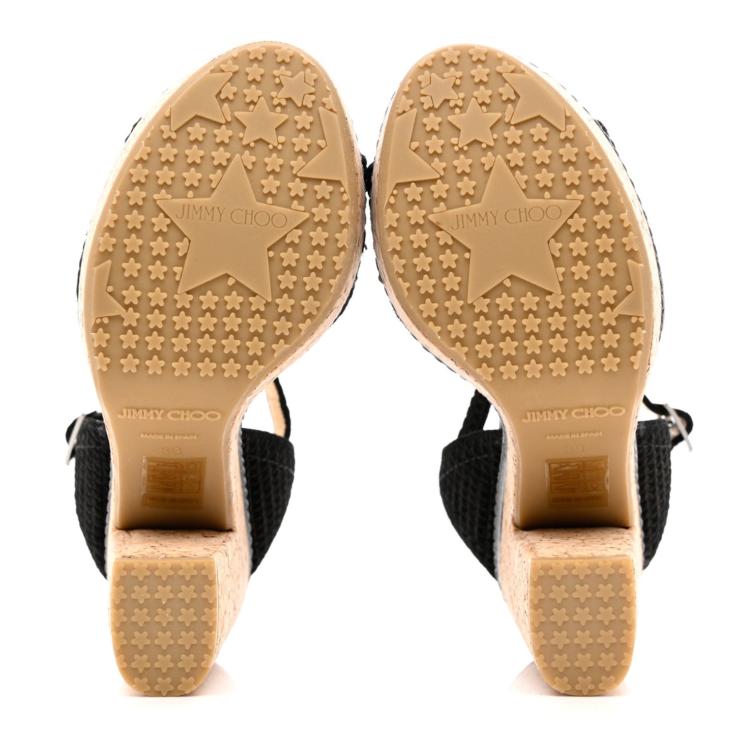Cubed Coarse Suede Cork Naylor 135 Wedge Sandals 38 Black
