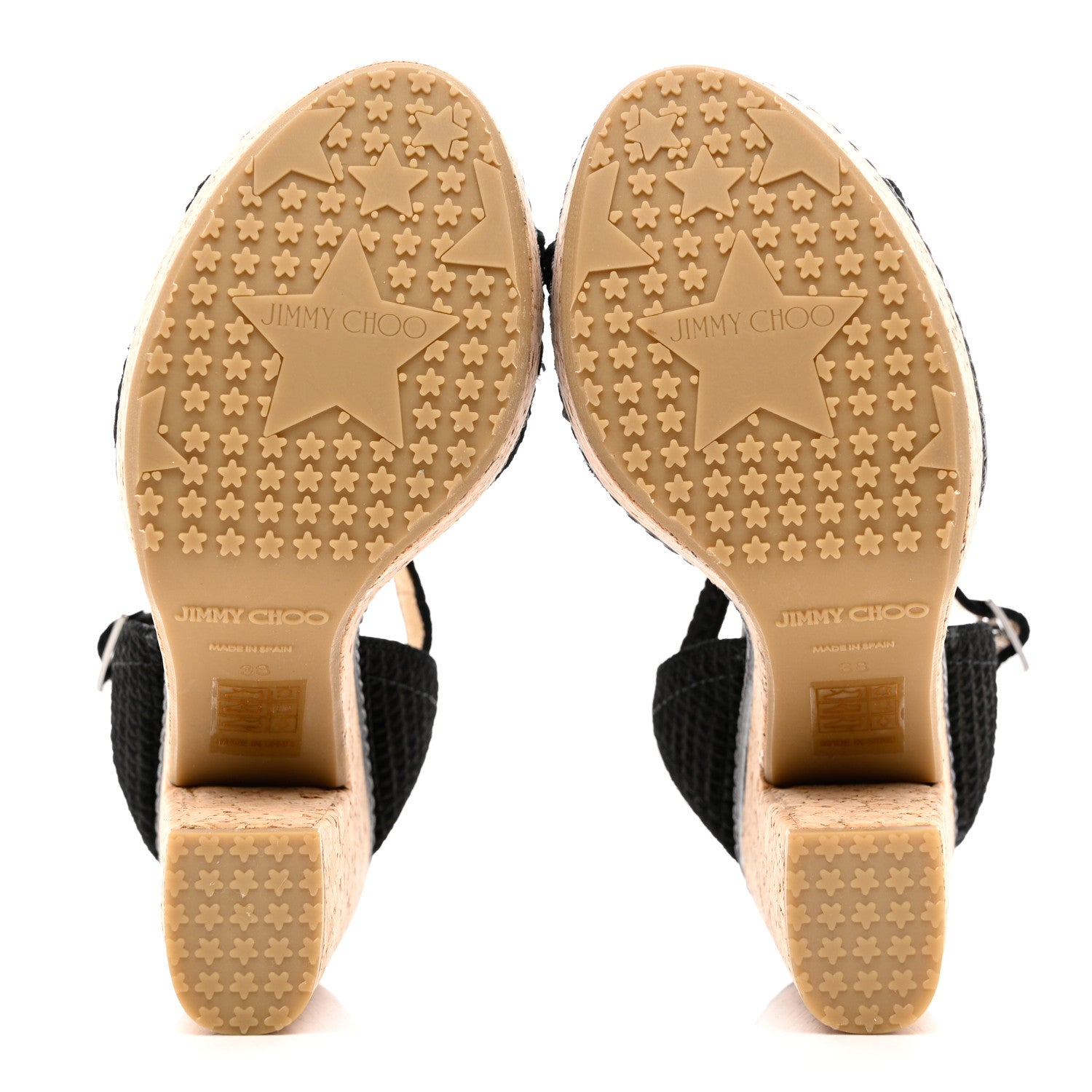 Jimmy Choo Cubed Coarse Suede Cork Naylor 135 Wedge Sandals 38 Black 5 of 9