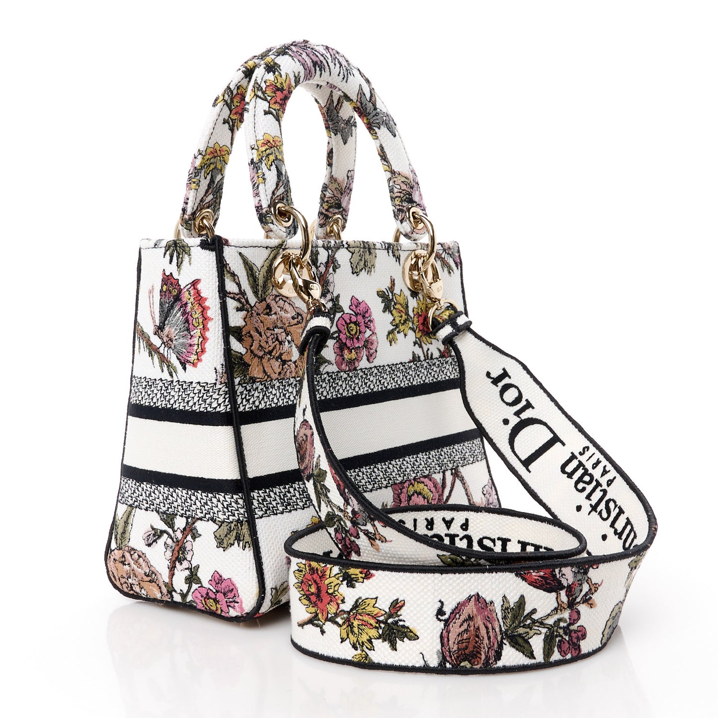 Canvas Embroidered Jardin Botanique Medium Lady D-Lite White Multicolor