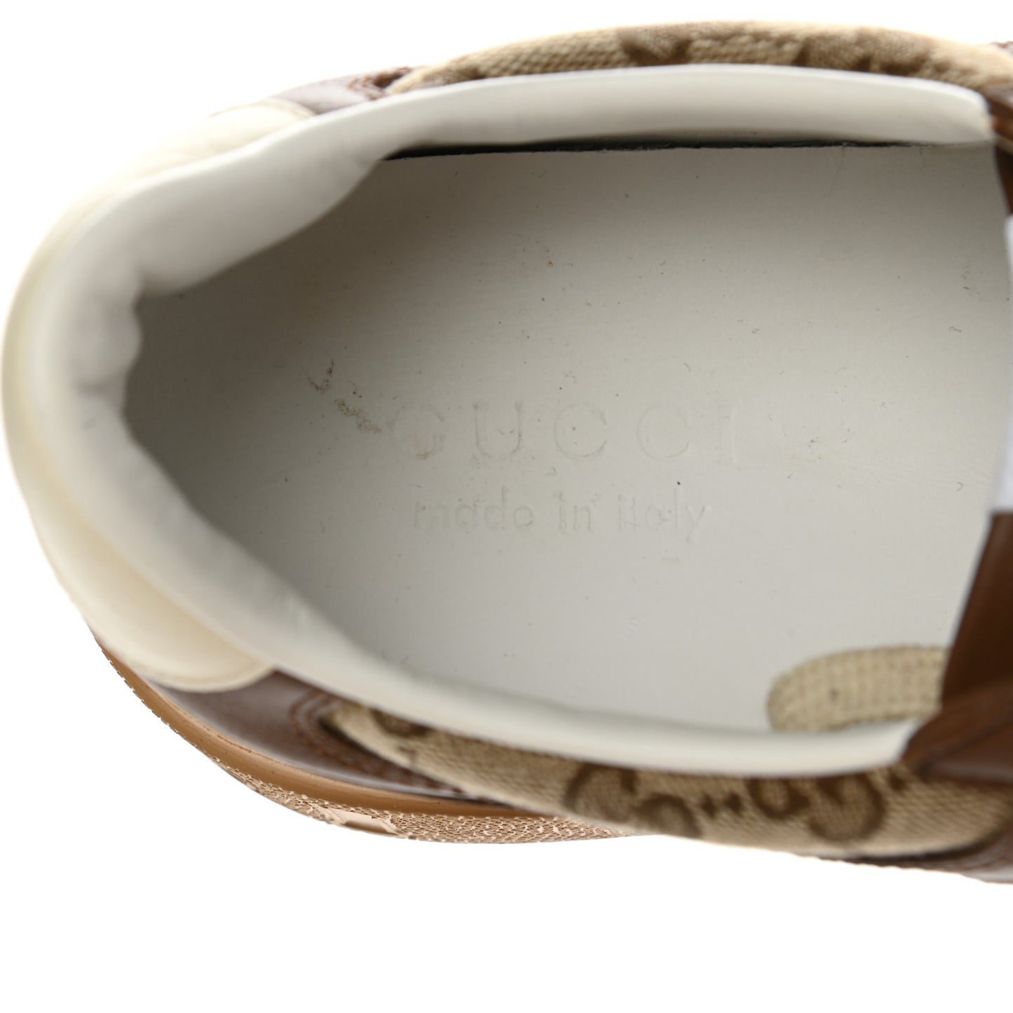 Dali Soft Calfskin GG Monogram Mens Chunky Sneakers 10 Hezelnut Beige Ebony Mystic White