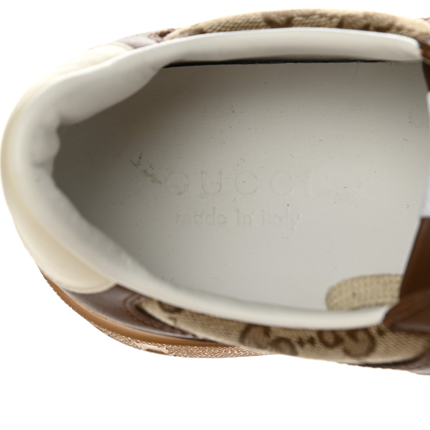 Gucci Dali Soft Calfskin GG Monogram Mens Chunky Sneakers 10 Hezelnut Beige Ebony Mystic White 7 of 8