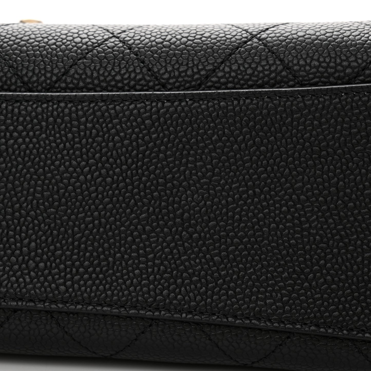 Grained Calfskin Stitched Flap Black