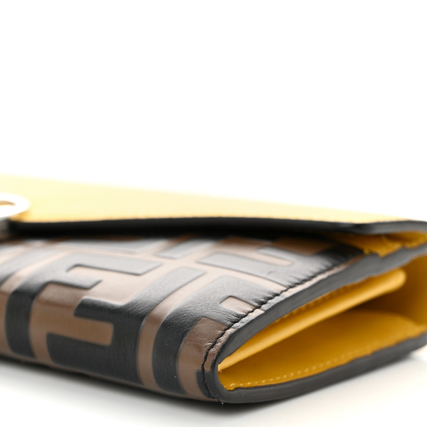 Vitello Cruise F is Fendi Bi-Color FF 1974 Embossed Continental Envelope Wallet On Chain Maya Yellow