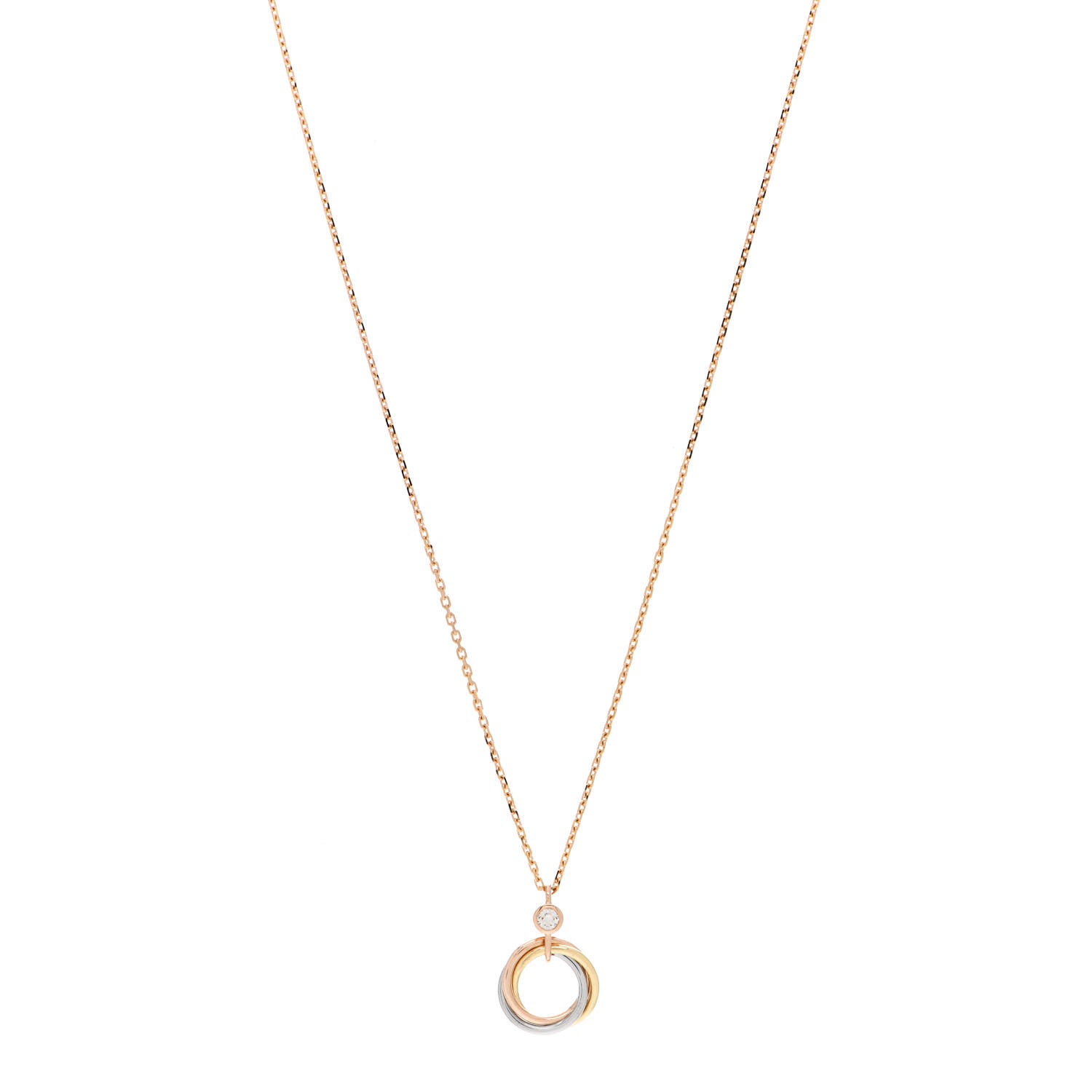 Cartier 18K Pink Yellow White Gold Diamond Trinity Pendant Necklace 1 of 5