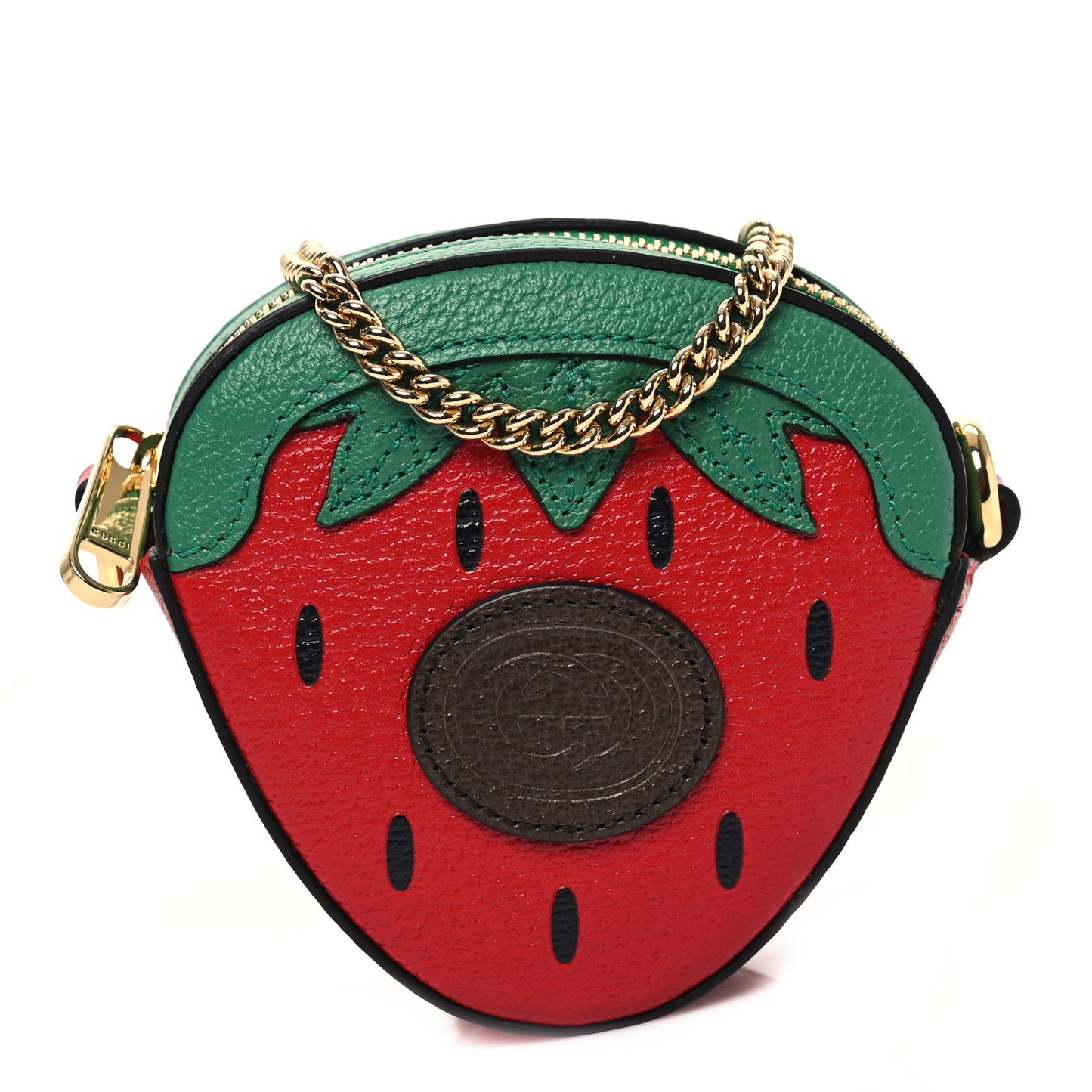Textured Dollar Calfskin Retro Interlocking G Fruttini Strawberry Mini Crossbody Lobster Red Black New Acero