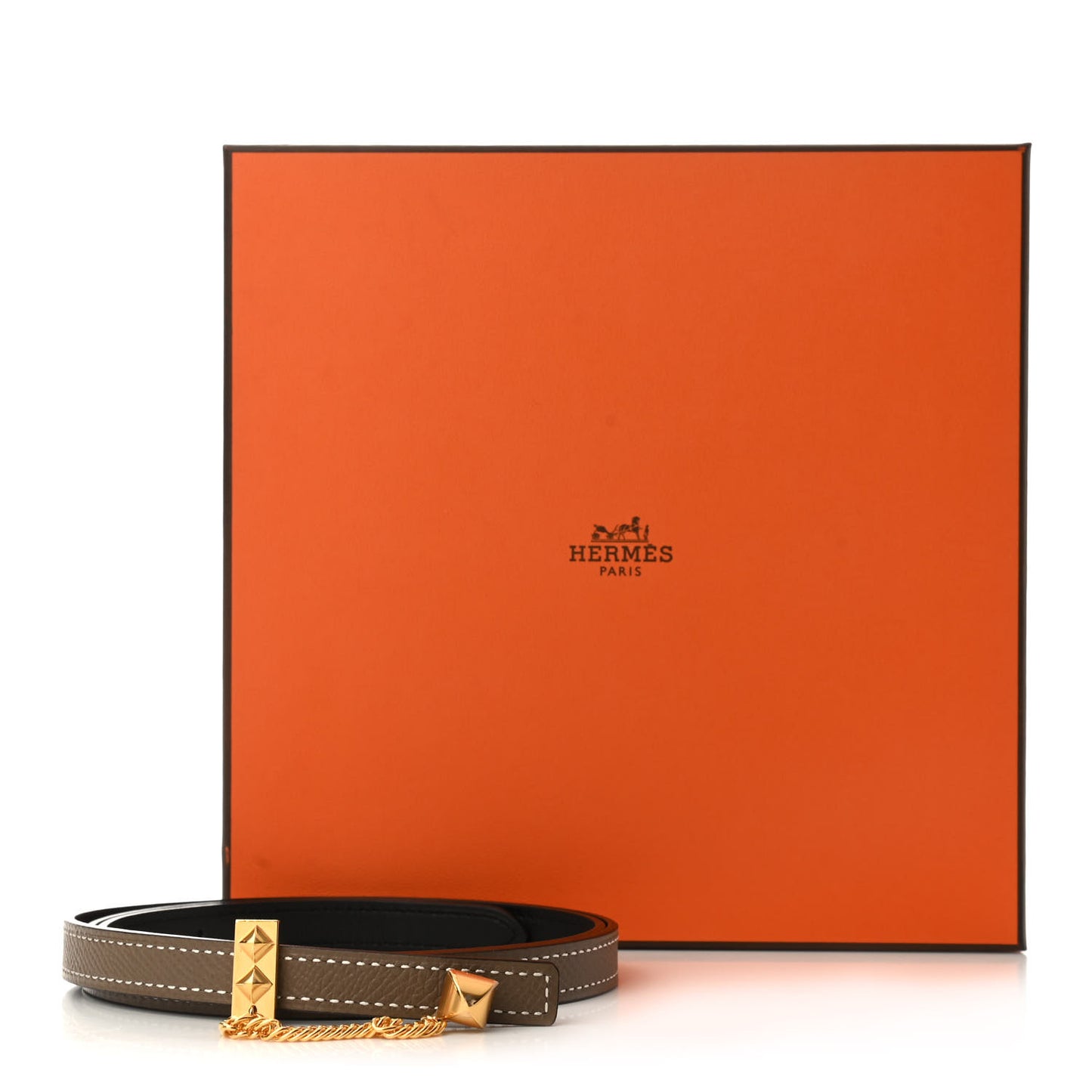 Epsom Swift Gourmette Equestre 13mm Belt 85 Etoupe Black