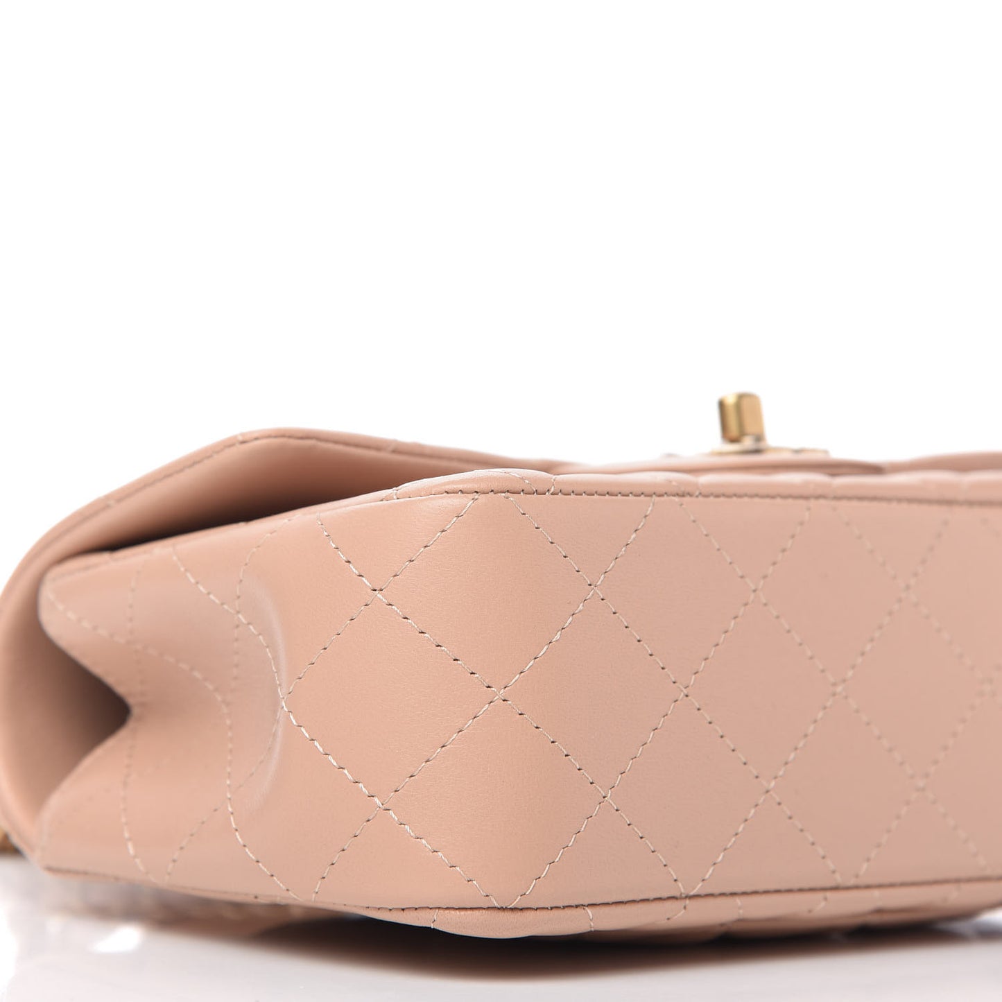 Lambskin Quilted Mini Top Handle Rectangular Flap Beige