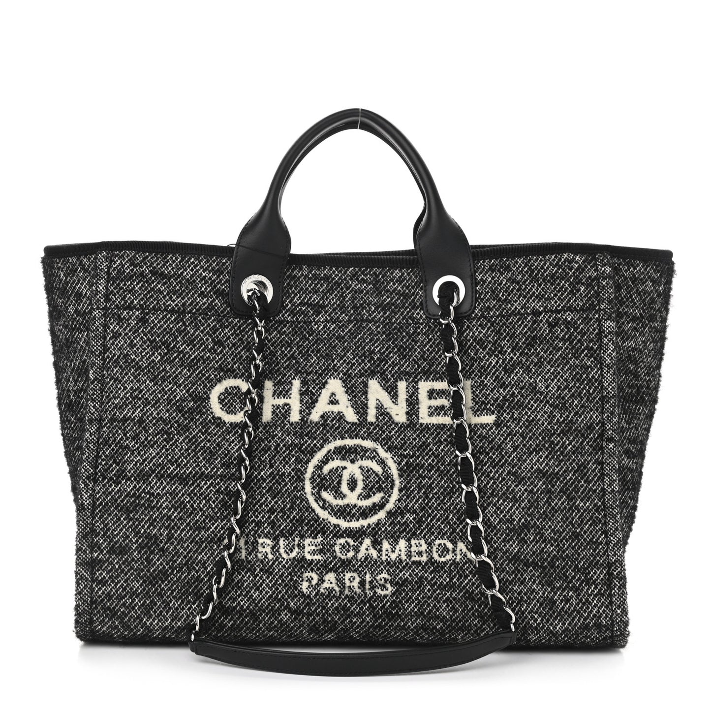 Mixed Fibers Calfskin Medium Deauville Tote Black