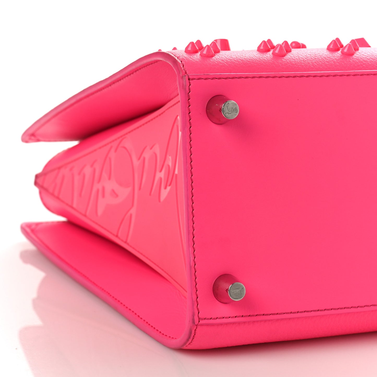 Calfskin Spikes Loubinthesky Medium Paloma Fuchsia
