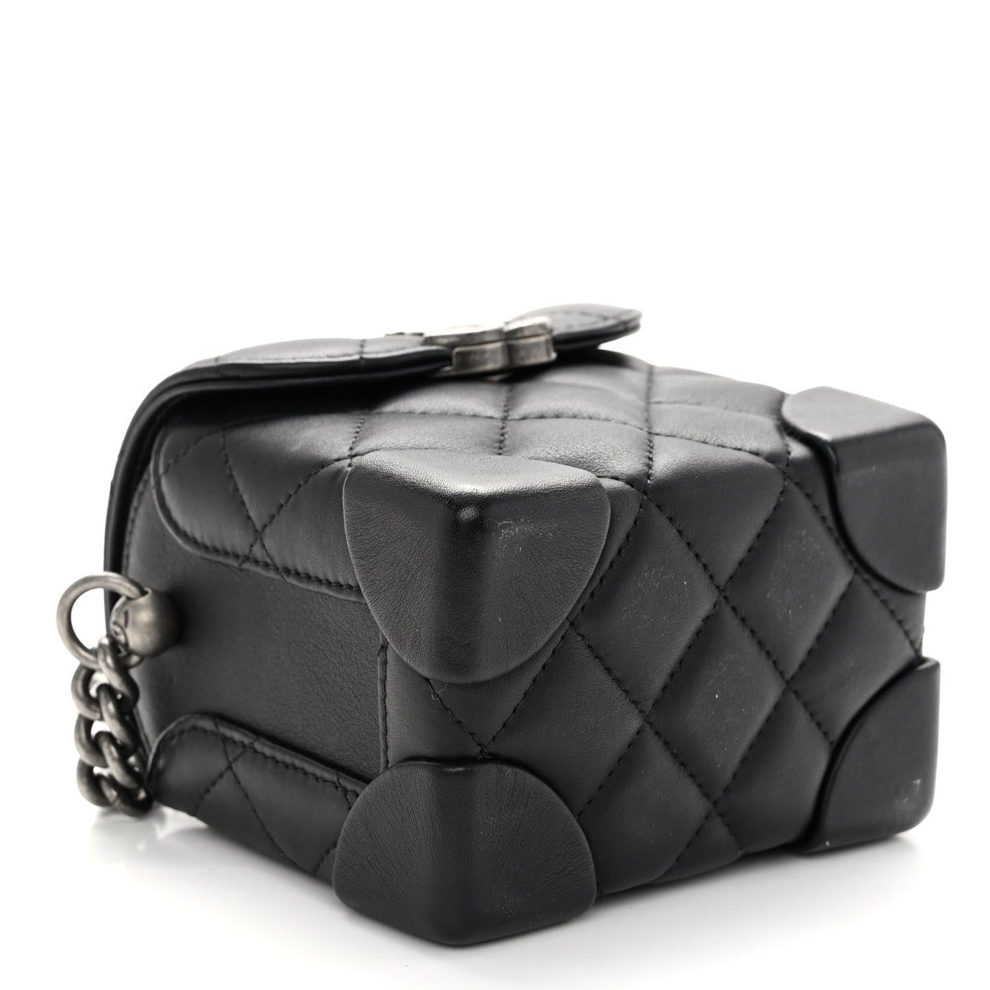 Lambskin Quilted Trunk Bag Black