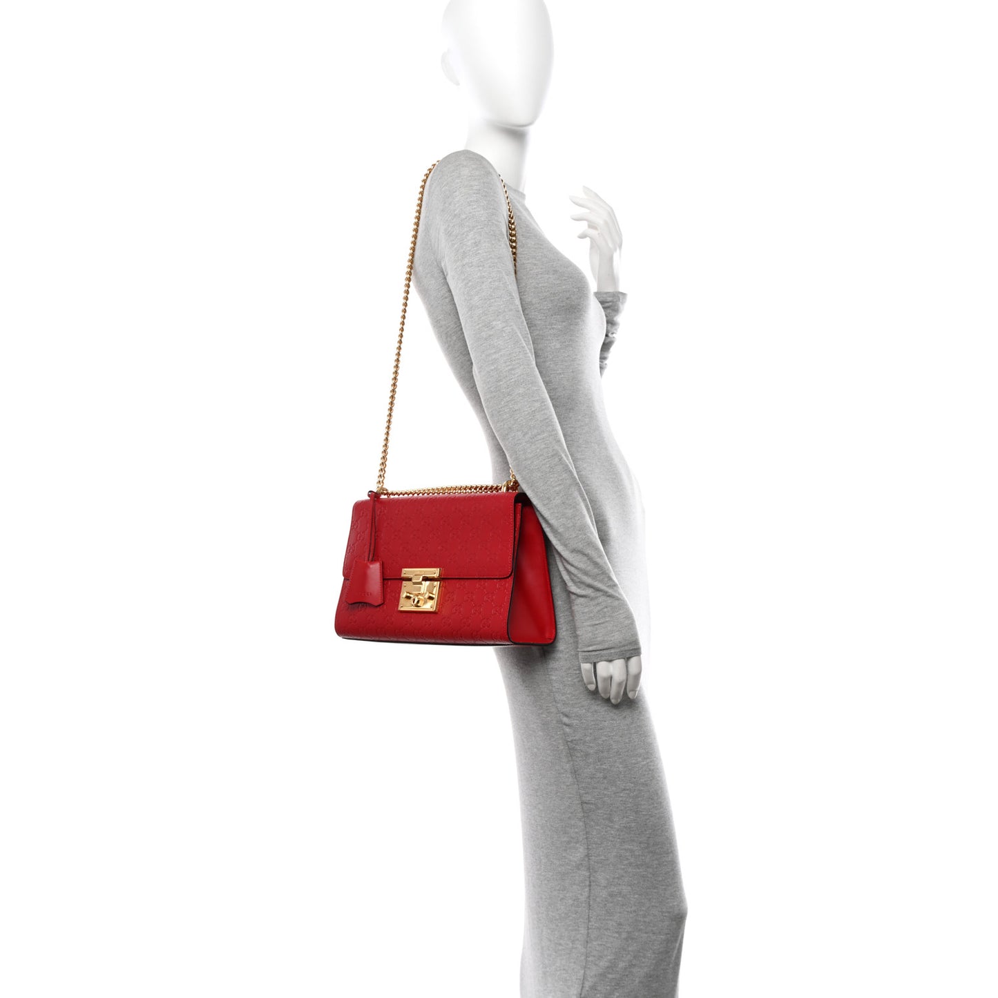 Guccissima Medium Padlock Shoulder Bag Hibiscus Red