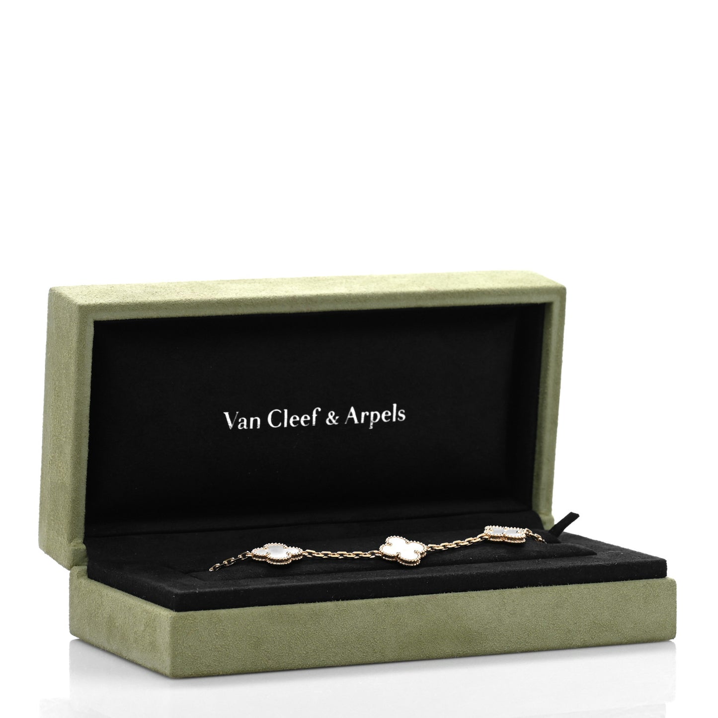 18K Yellow Gold Mother of Pearl 5 Motifs Vintage Alhambra Bracelet