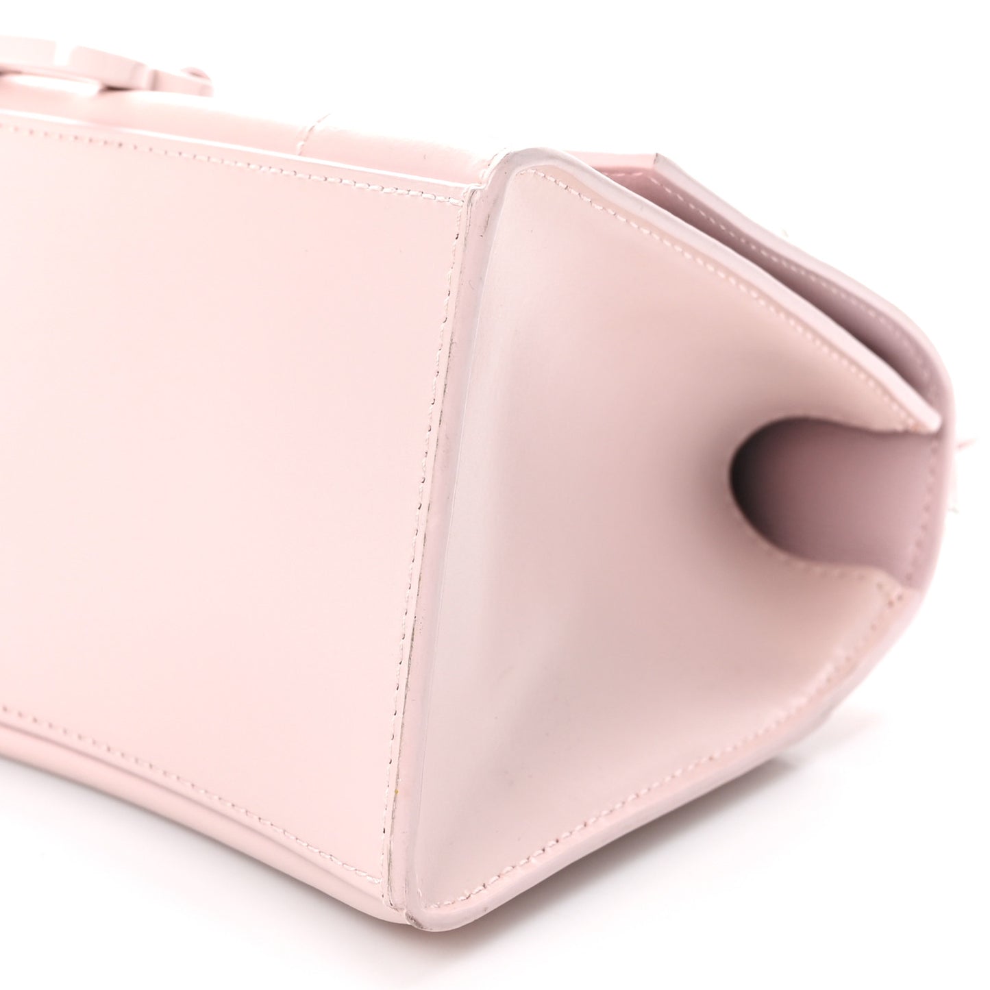 Shiny Box Calfskin Small Hourglass Top Handle Bag Light Rose