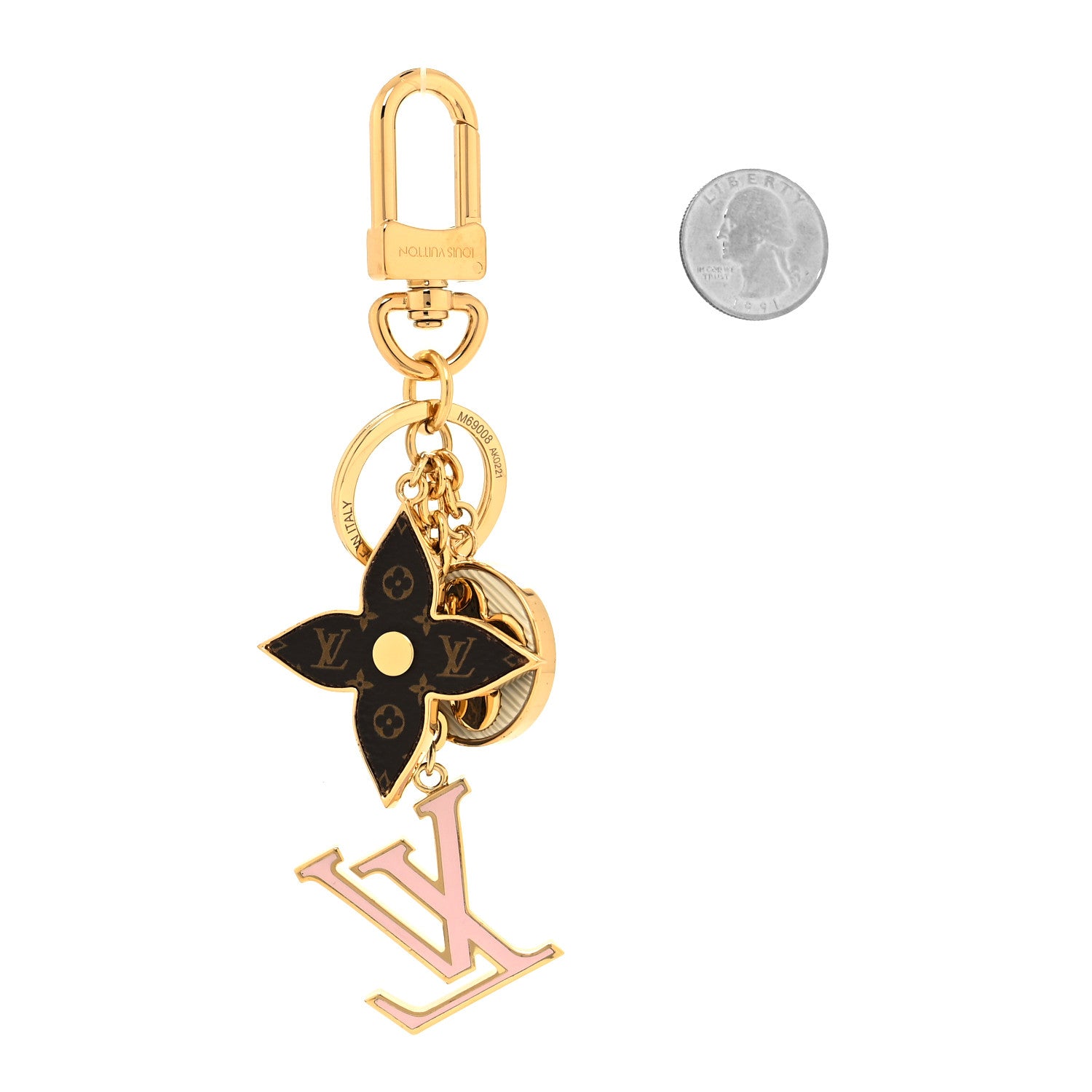 Louis Vuitton Metal Monogram Epi Spring Street Bag Charm Key Holder Gold 2 of 5