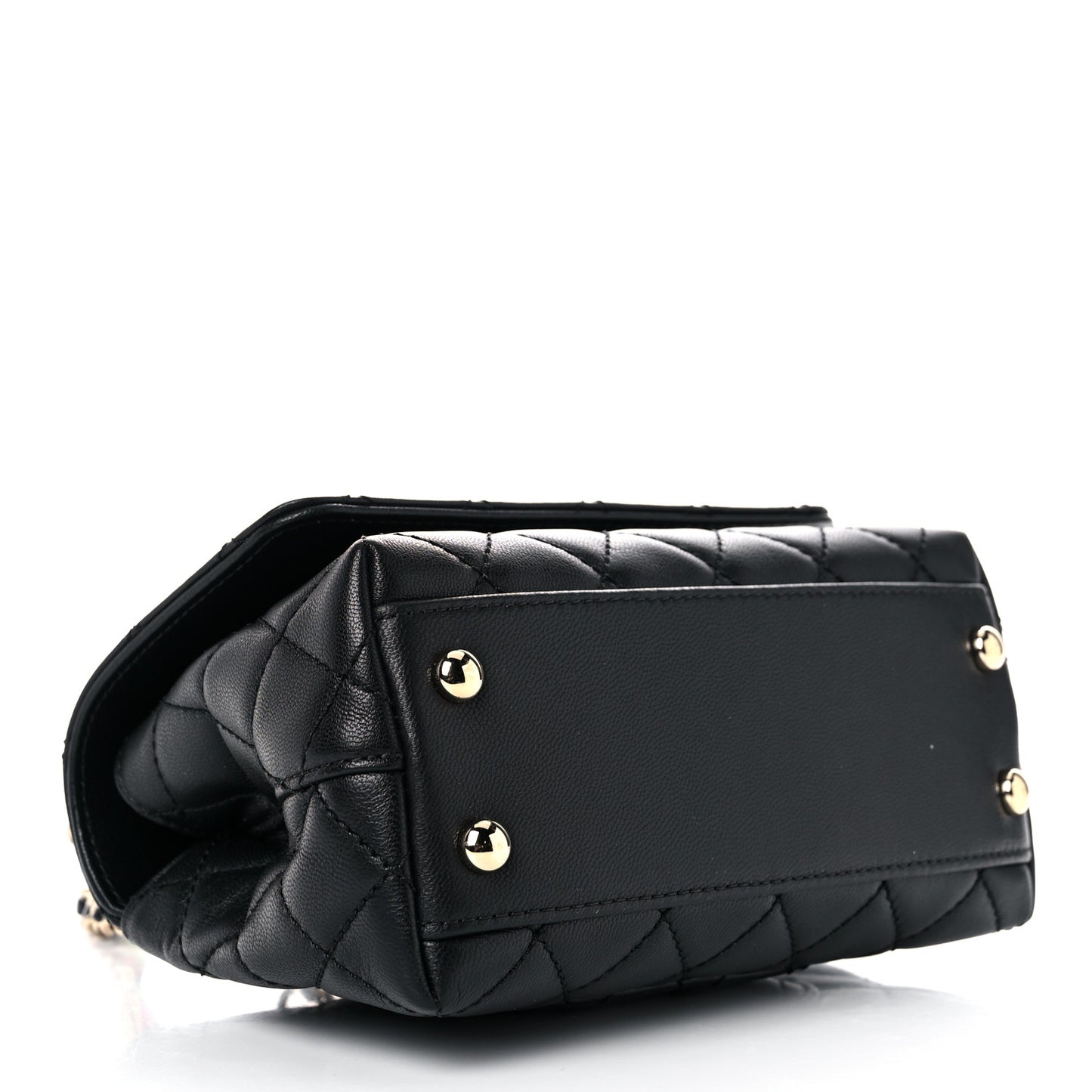 Goatskin Quilted Rainbow Extra Mini Coco Handle Flap Black