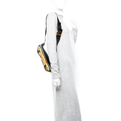 X VERSACE Nylon Cuoio Romano Fendace FF Baroque Belt Bag Black Gold