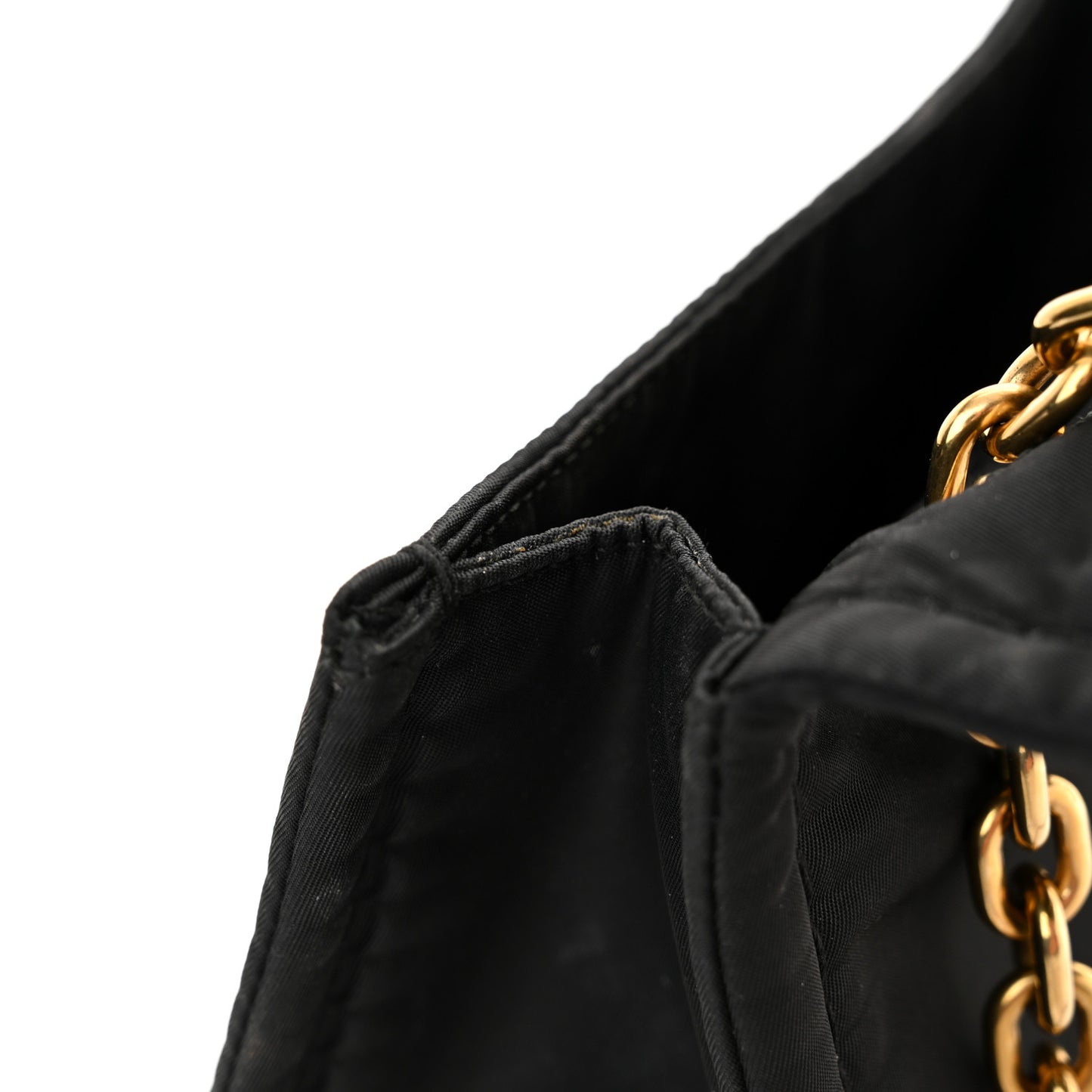 Tessuto Nylon Chain Flap Shoulder Bag Black