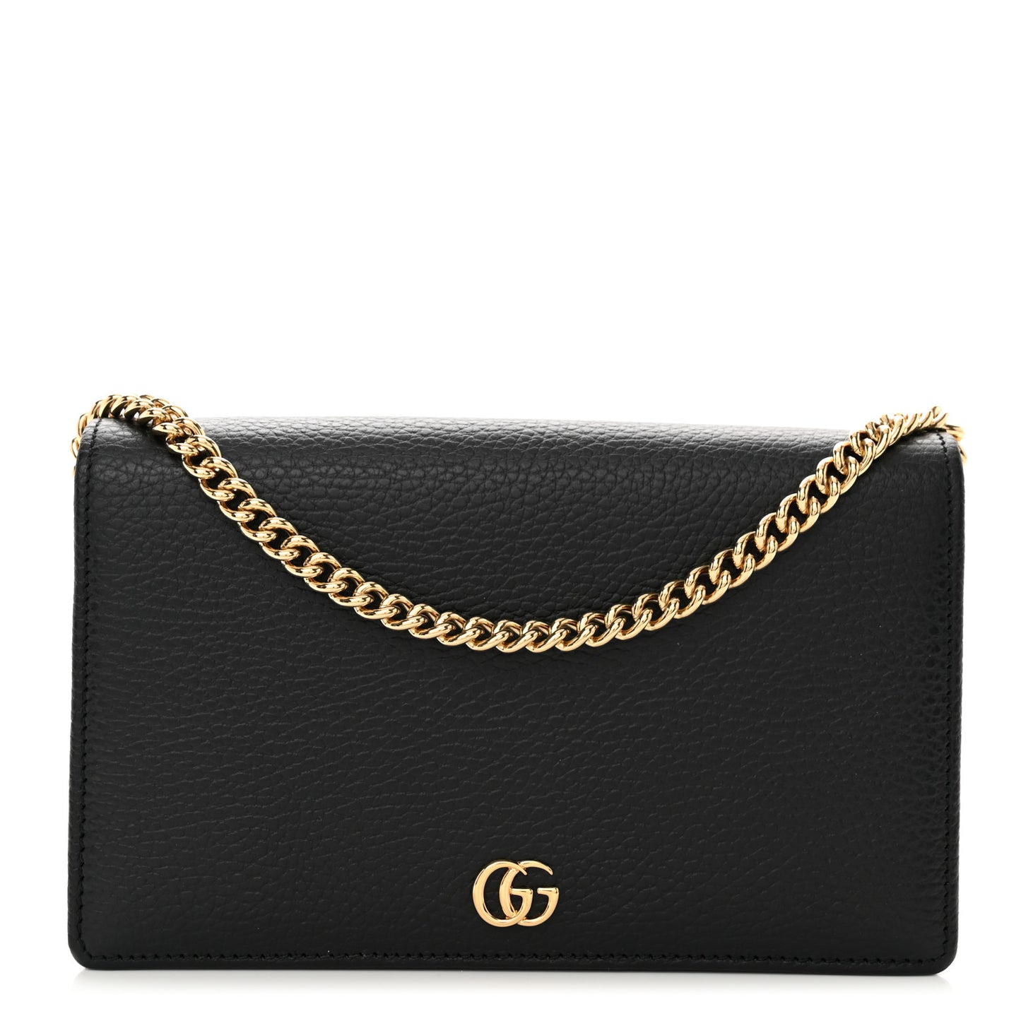 Calfskin Mini GG Marmont Chain Wallet Black