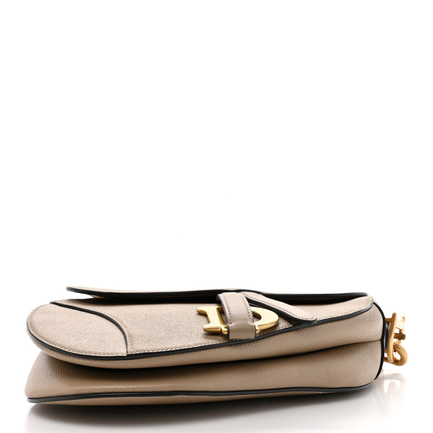 Grained Calfskin Saddle Bag With Strap Warm Taupe