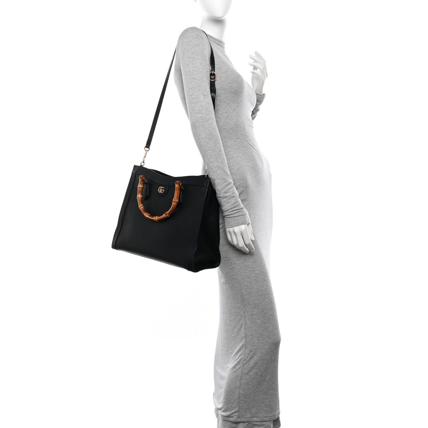 Wonka Grain Calfskin Medium Diana Tote Bag Black