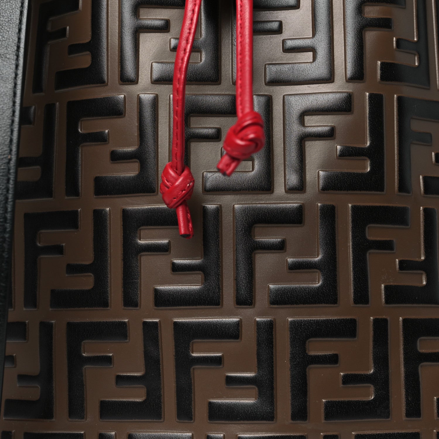 Fendi Vitello Grace F is Fendi Bi-Color FF 1974 Embossed Grande Mon Tresor Bucket Bag Maya Black Fragola 8 of 11